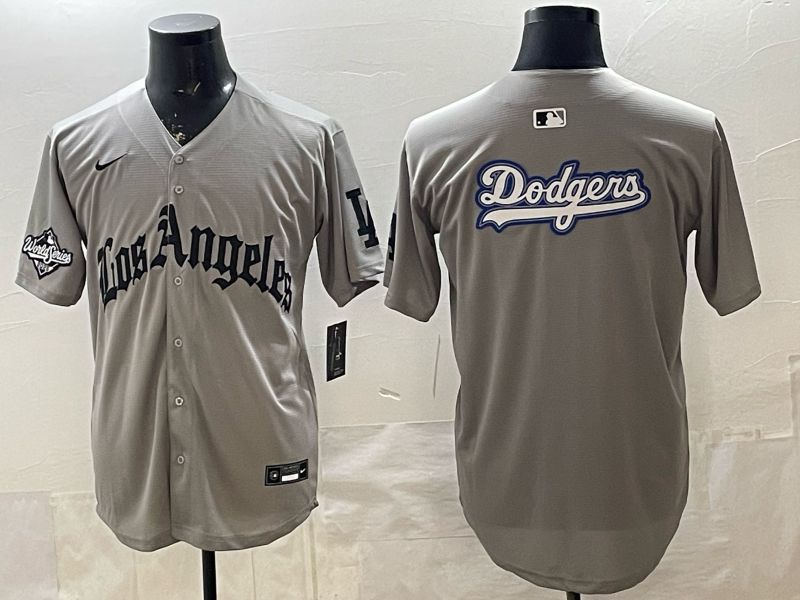 Men 2026 Los Angeles Dodgers Blank Grey Five generations Nike MLB Jersey style 008->los angeles dodgers->MLB Jersey